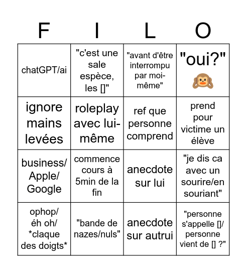 Philo Bingo Card