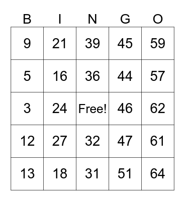 Fredagskveld i kyrkja Bingo Card
