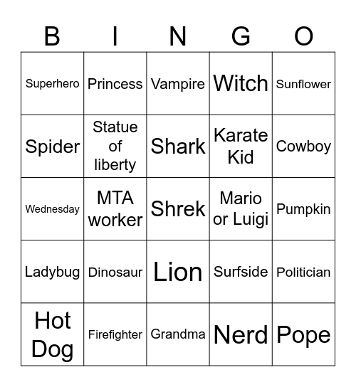 Halloween Dog Parade Bingo Card