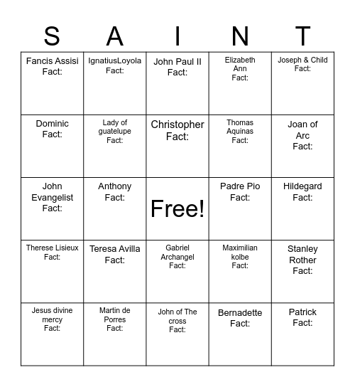 All Souls Day!! Bingo Card
