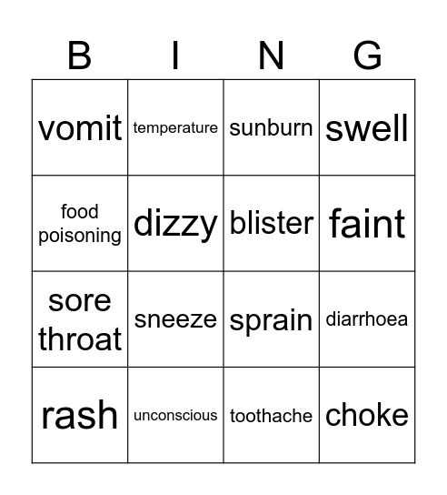 File 7: Illnesses and Conditions Bingo Card