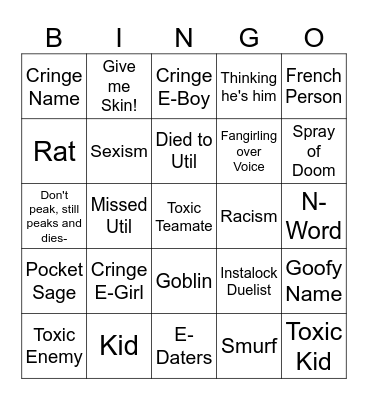 Valorant Bingo Card