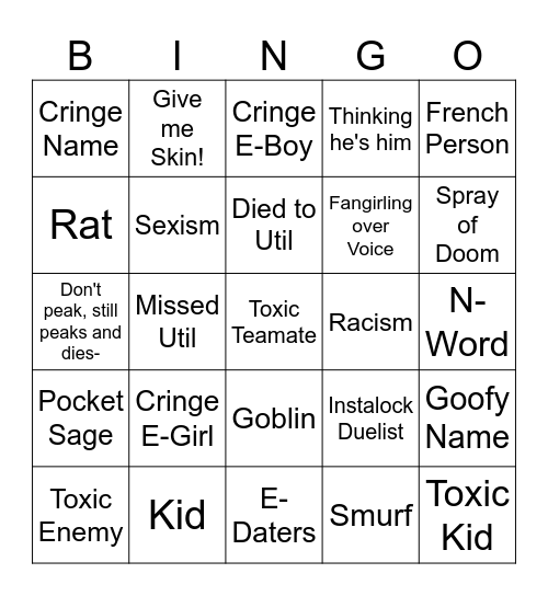 Valorant Bingo Card