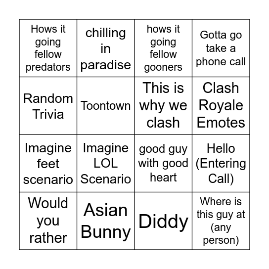 Alecs lines Bingo Card Bingo Card