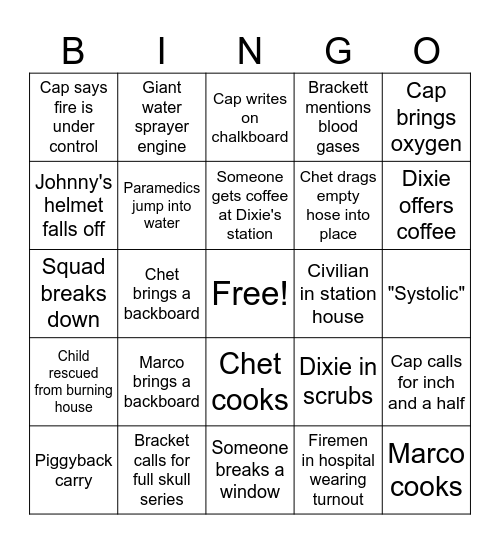 Emergency! BINGO Card