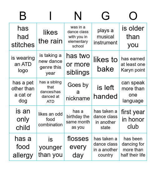 ATD Honor Club Bingo! Bingo Card