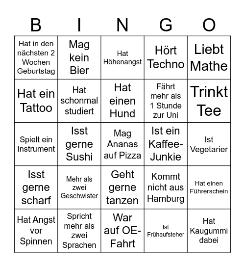 StartING-Bingo Card