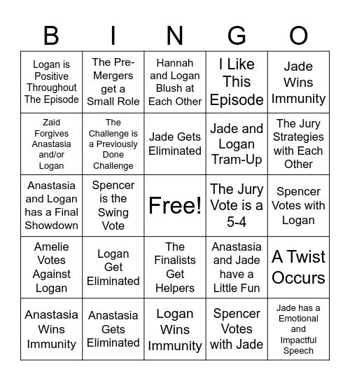DC4 Ep25 Bingo Card