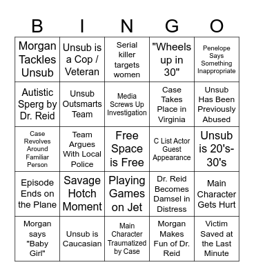 Criminal Minds Bingo Card