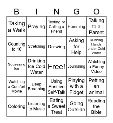 Coping Skills Bingo! Bingo Card