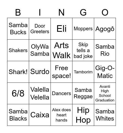 Samba OlyWa Bingo Card