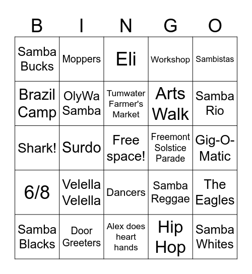 Samba OlyWa Bingo Card