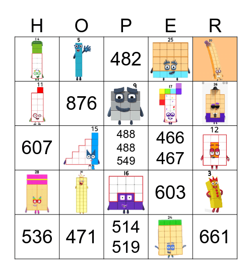Number blocks Bingo Card
