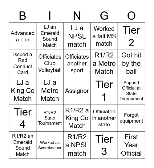 Find An Official... Bingo Card