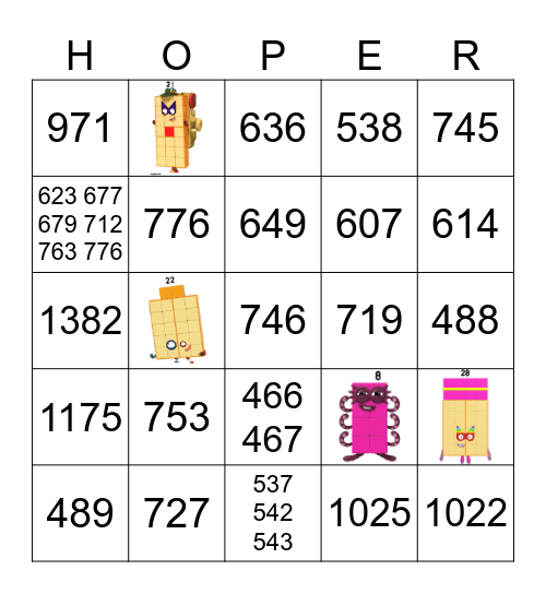 Number blocks Bingo Card