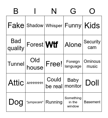 Scary bingo Card