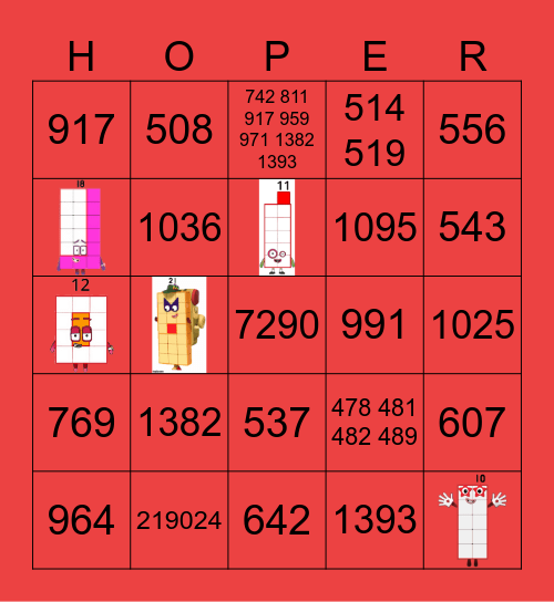 Number blocks Bingo Card