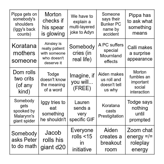Eberron: Homecoming Bingo! Bingo Card
