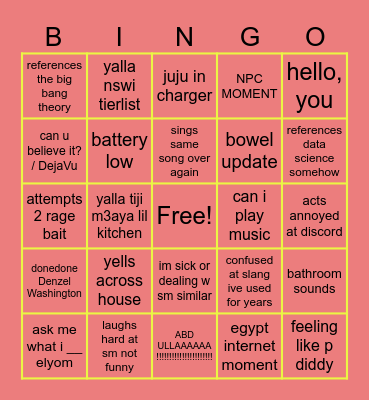 YOYA.EXE DA BOT Bingo Card