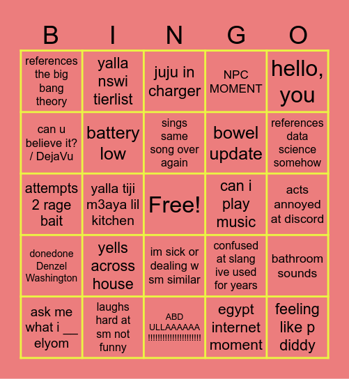 YOYA.EXE DA BOT Bingo Card