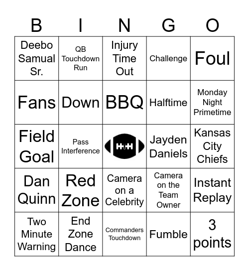 Football Bingo Card