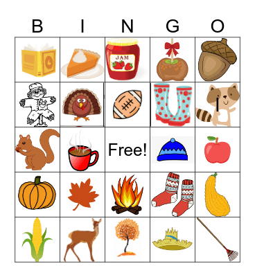 Fall Items Bingo Card