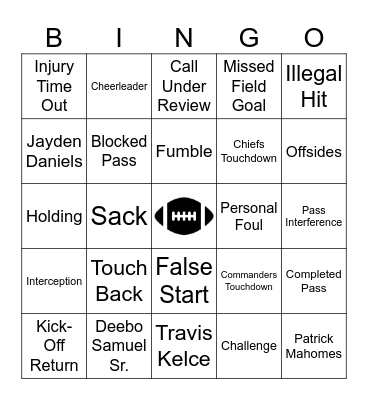 Football Bingo Card
