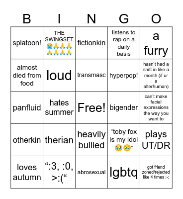 how similar are we ? :3 Bingo Card