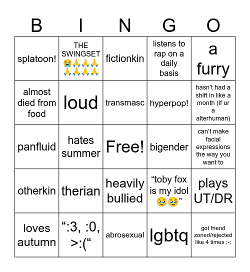 how similar are we ? :3 Bingo Card