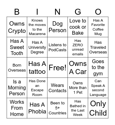 Coworker Bingo - Eli Bingo Card
