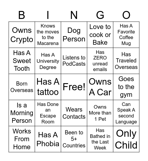 Coworker Bingo - Eli Bingo Card
