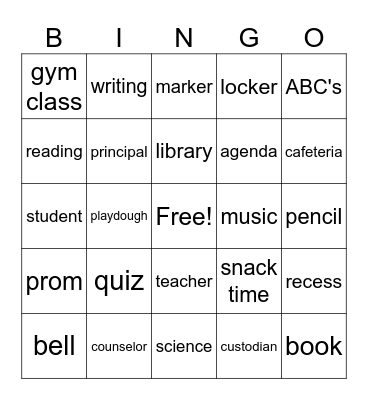 Retired Teacher Bingo Card