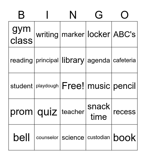 Retired Teacher Bingo Card