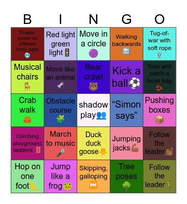 Gross Motor BINGO Card