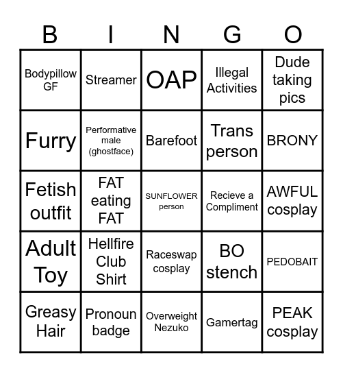 MCM London Oct 2025 Bingo Card