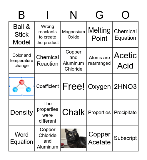 Chemical Reactions Bingo Card