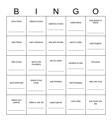 Hoiday-Bingo Card