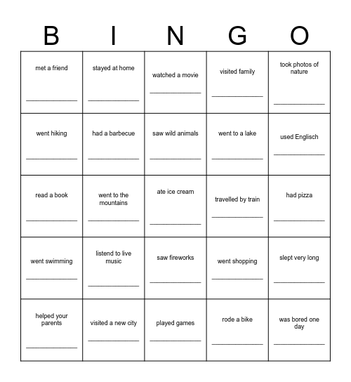 Hoiday-Bingo Card