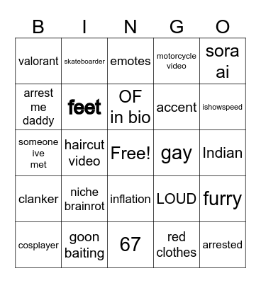INSTA REELS Bingo Card
