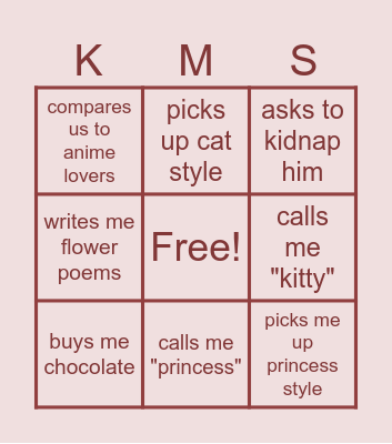 Preddie bingo!!! Bingo Card