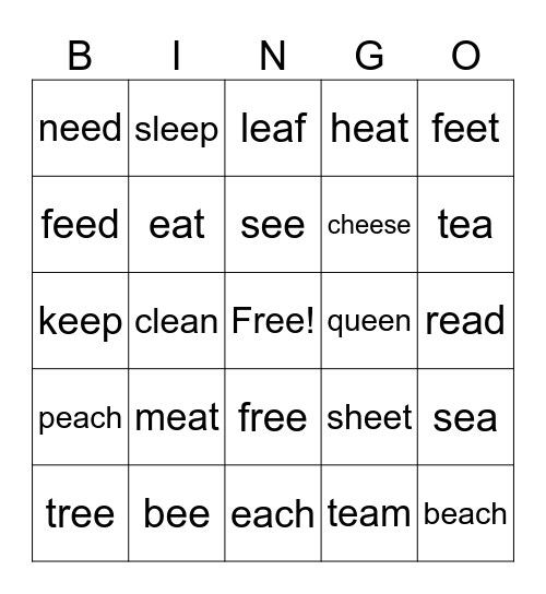 ee ea for grade 1 Bingo Card