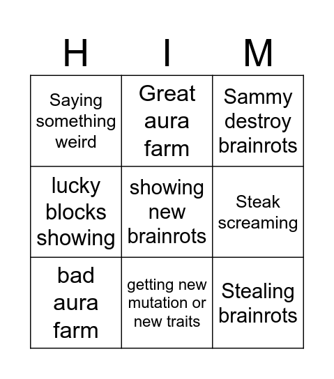 SAB clause and steak Bingo Card