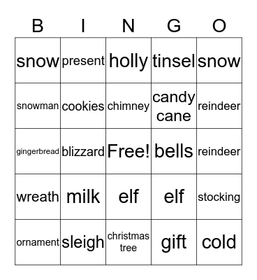 christmas  Bingo Card