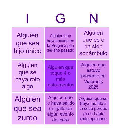 KRYSPY KRUSPY Bingo Card