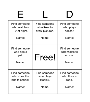 Find Someone Who Bingo Card