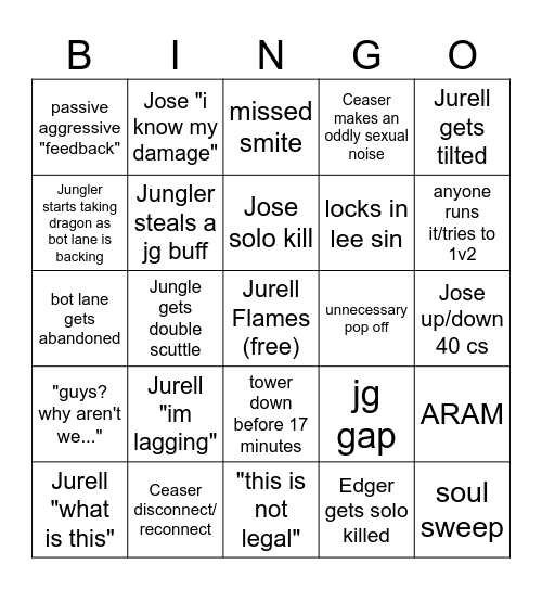 league of legends "lol-bois" clash bingo Card
