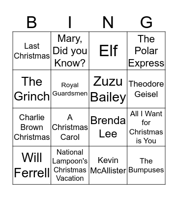 Happy Holidays Bingo Card