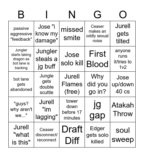 league of legends "lol-bois" clash bingo Card