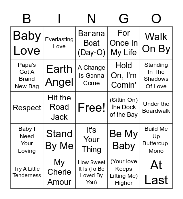Classic Oldies Bingo Card
