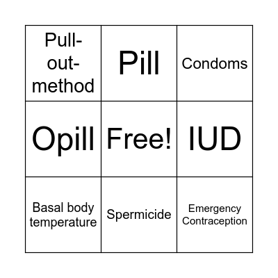Family Planning Bingo Card